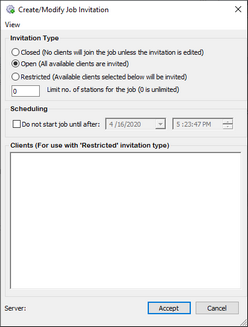 Create/Modify Job Invitation dialog box