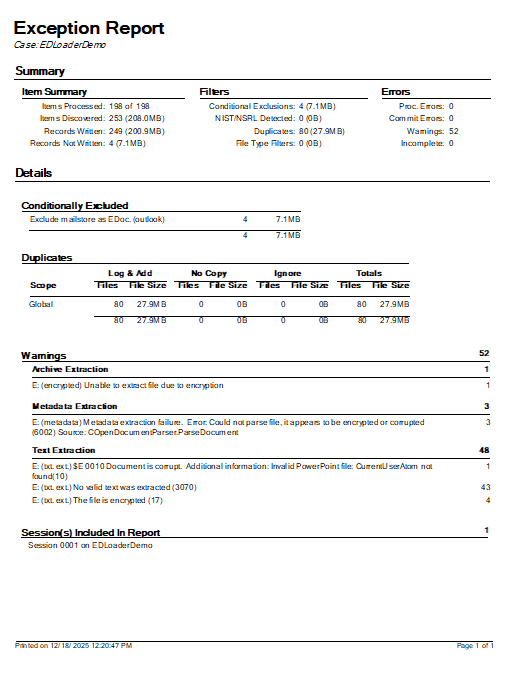 ExceptionReportExample