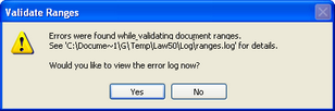 Validate Ranges message