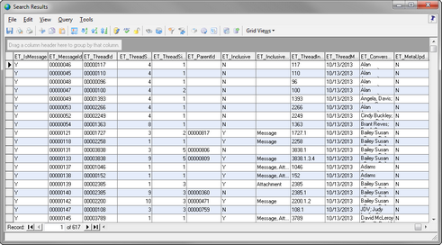 Email thread fields in the grid view