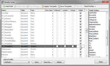 Modify Fields dialog box