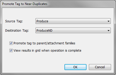 Promote Tag to Near Duplicates dialog box