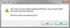 Confirm PDF Split message